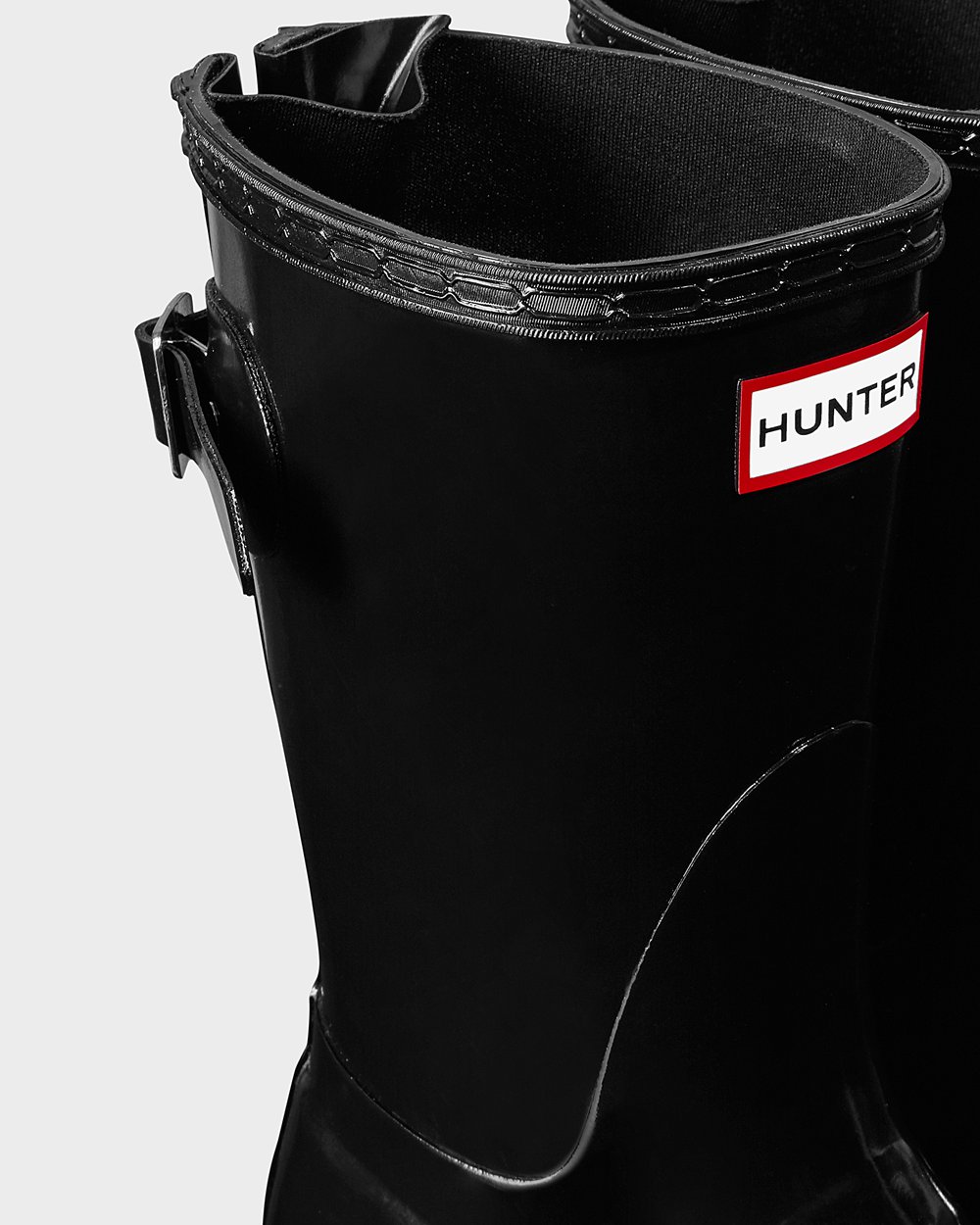 Botas De Cortas Hunter Mujer Original Back Adjustable Gloss - Negras - Argentina 2476DYGFS